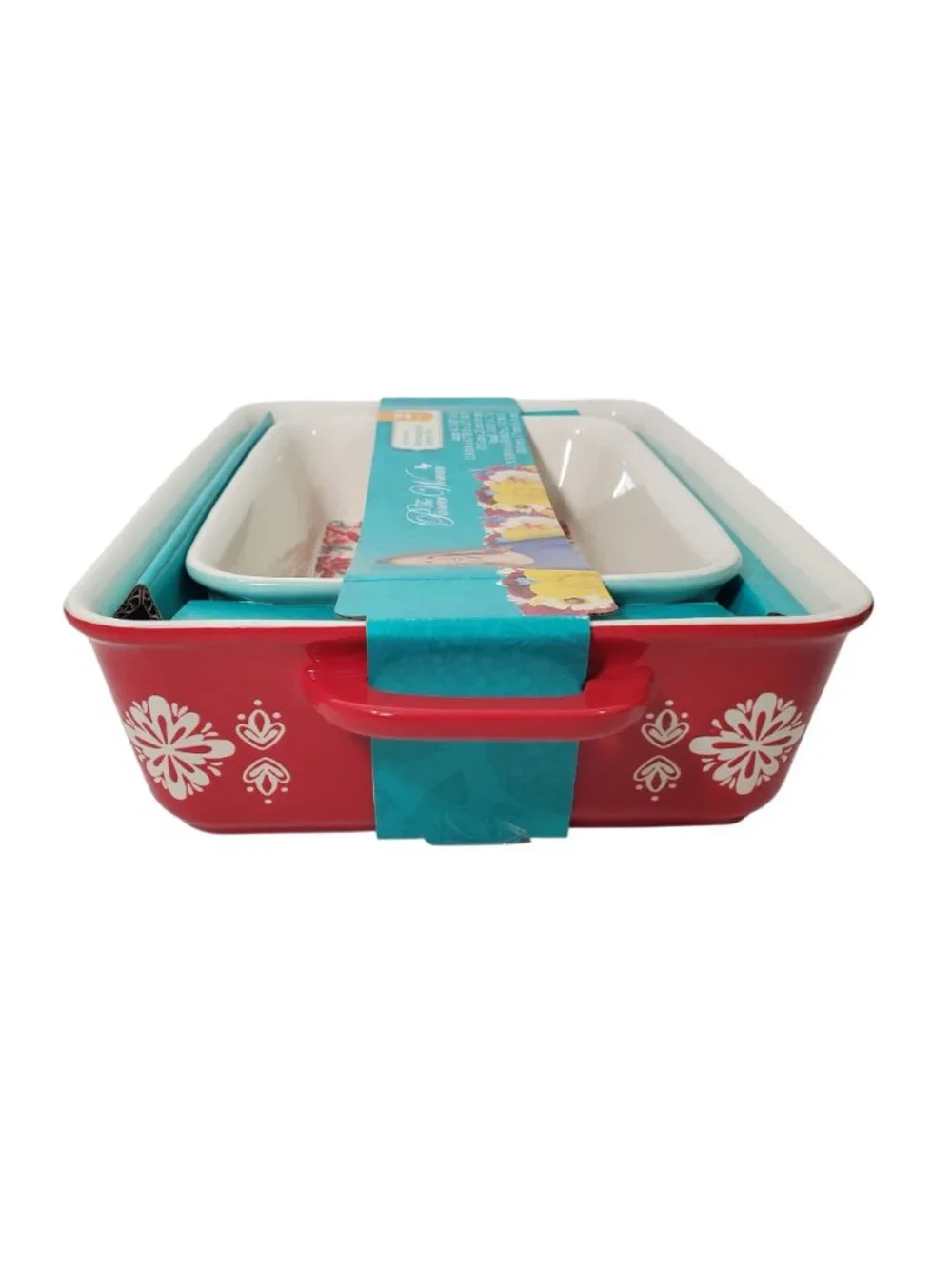The Pioneer Woman Merry Meadow X-Mas 2-Piece Floral Rectangular Baker Set Stonew